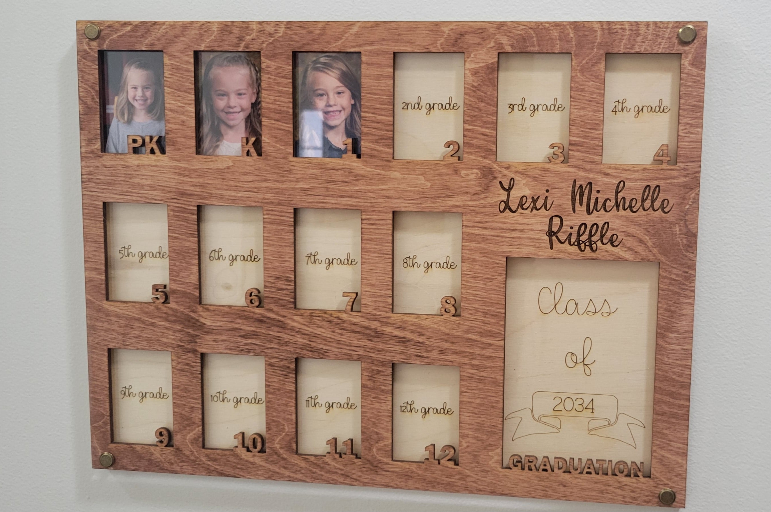 BarnwoodUSA School Years Matted Picture Frame K-12, 100% Upcycled Wood (10x20, Weathered Wood)