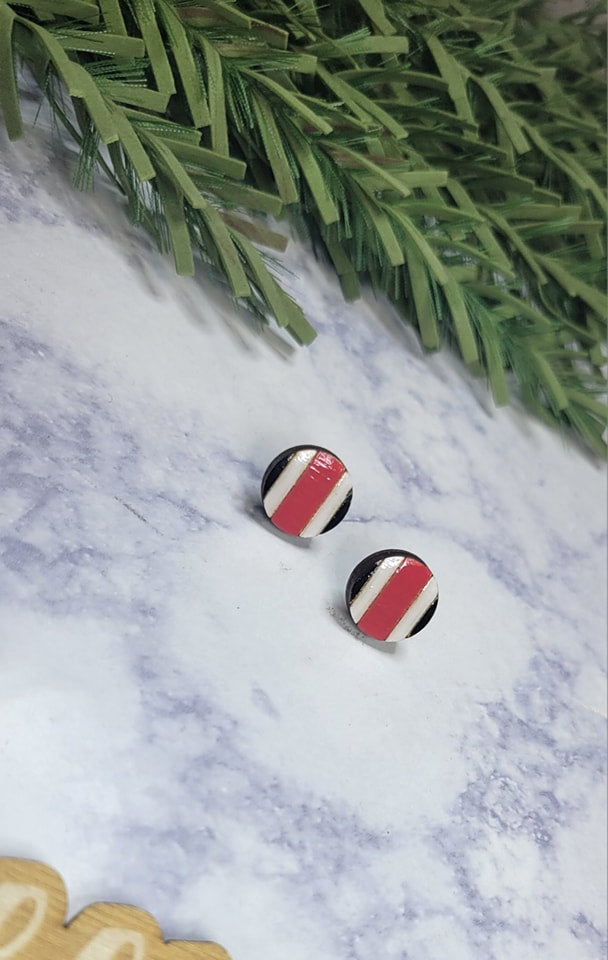 Stripe Earrings Ohio Sport Football Stud