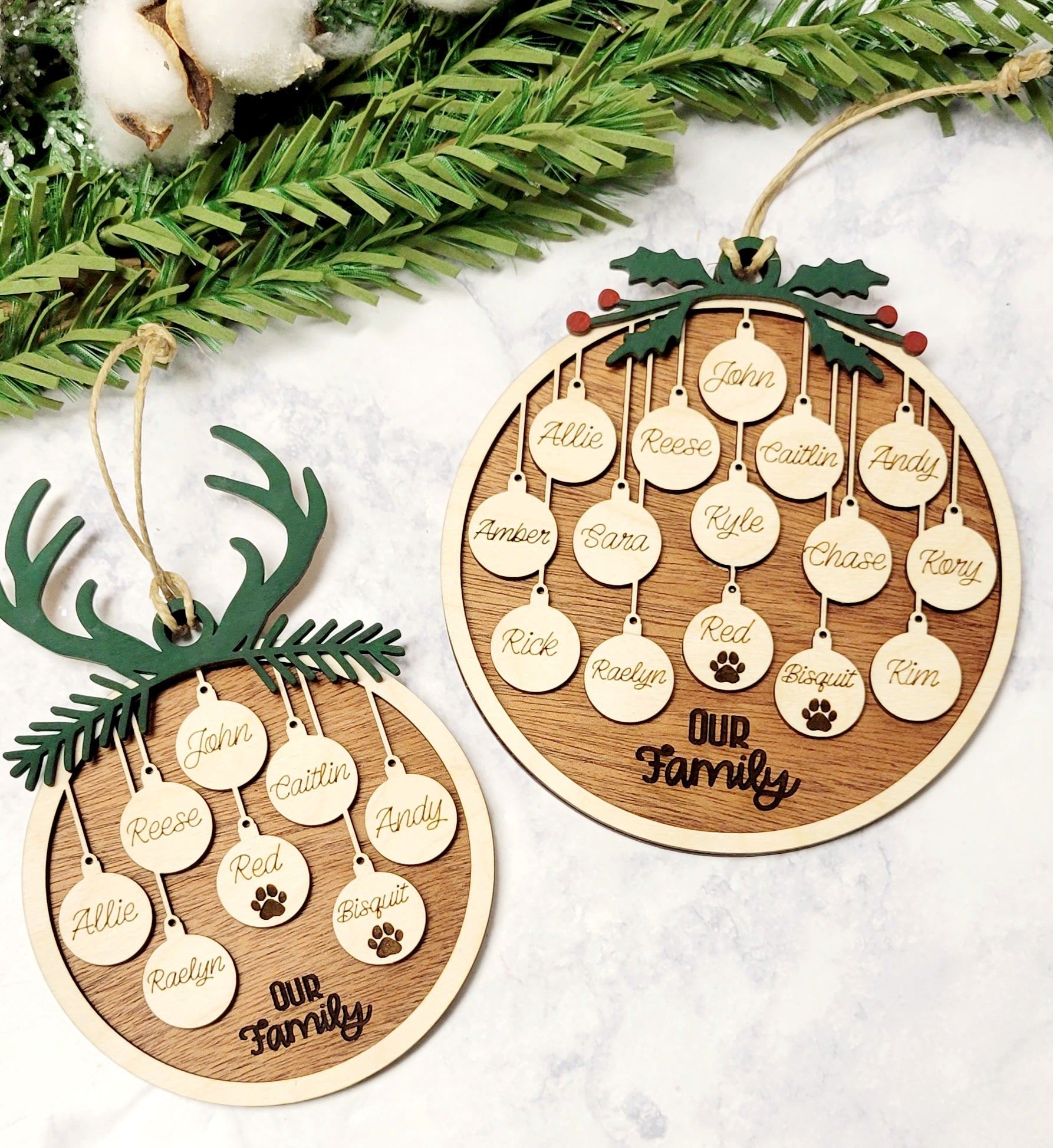 Family Ornament Wood Custom Personalized Hand Made – RiffleDesigns