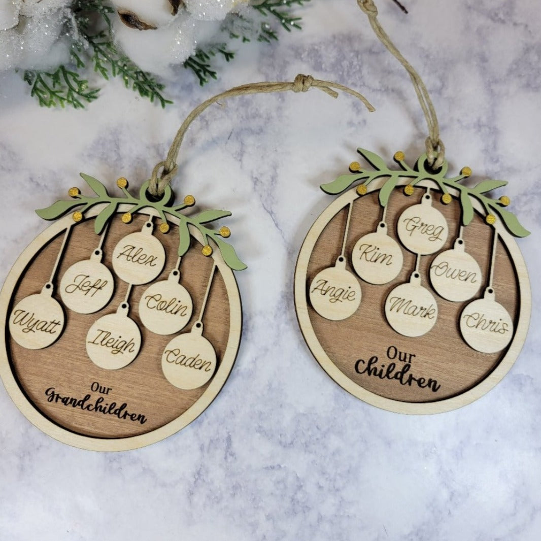 Family Ornament Wood Custom Personalized Hand Made