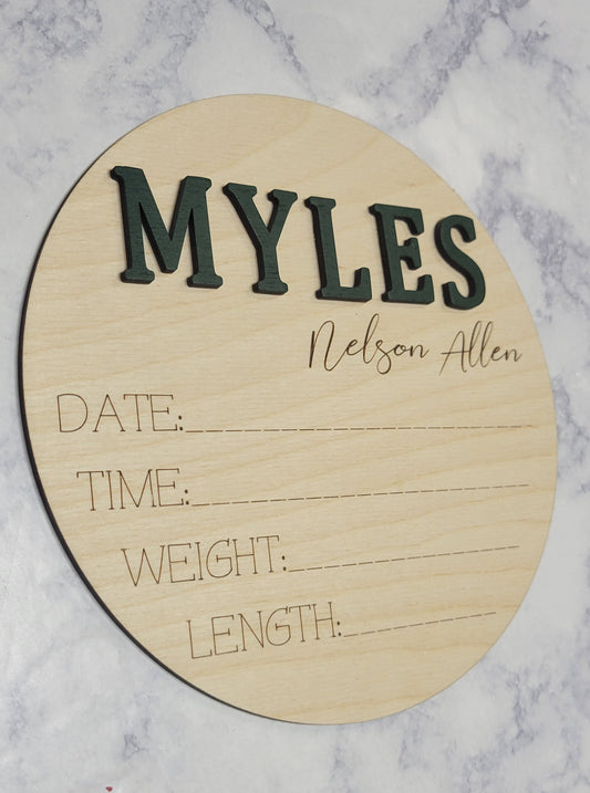 Birth Announcement Baby Stats Photo Prop