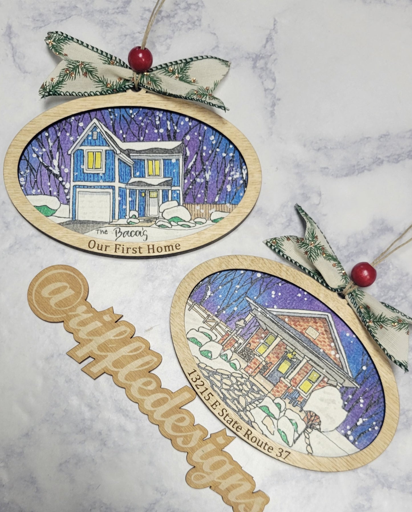 Home Watercolor House Portrait Ornament Size - Custom Made from your Photo