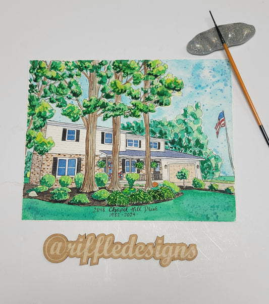 Home Watercolor Portrait Painting - Custom Made from your Photo