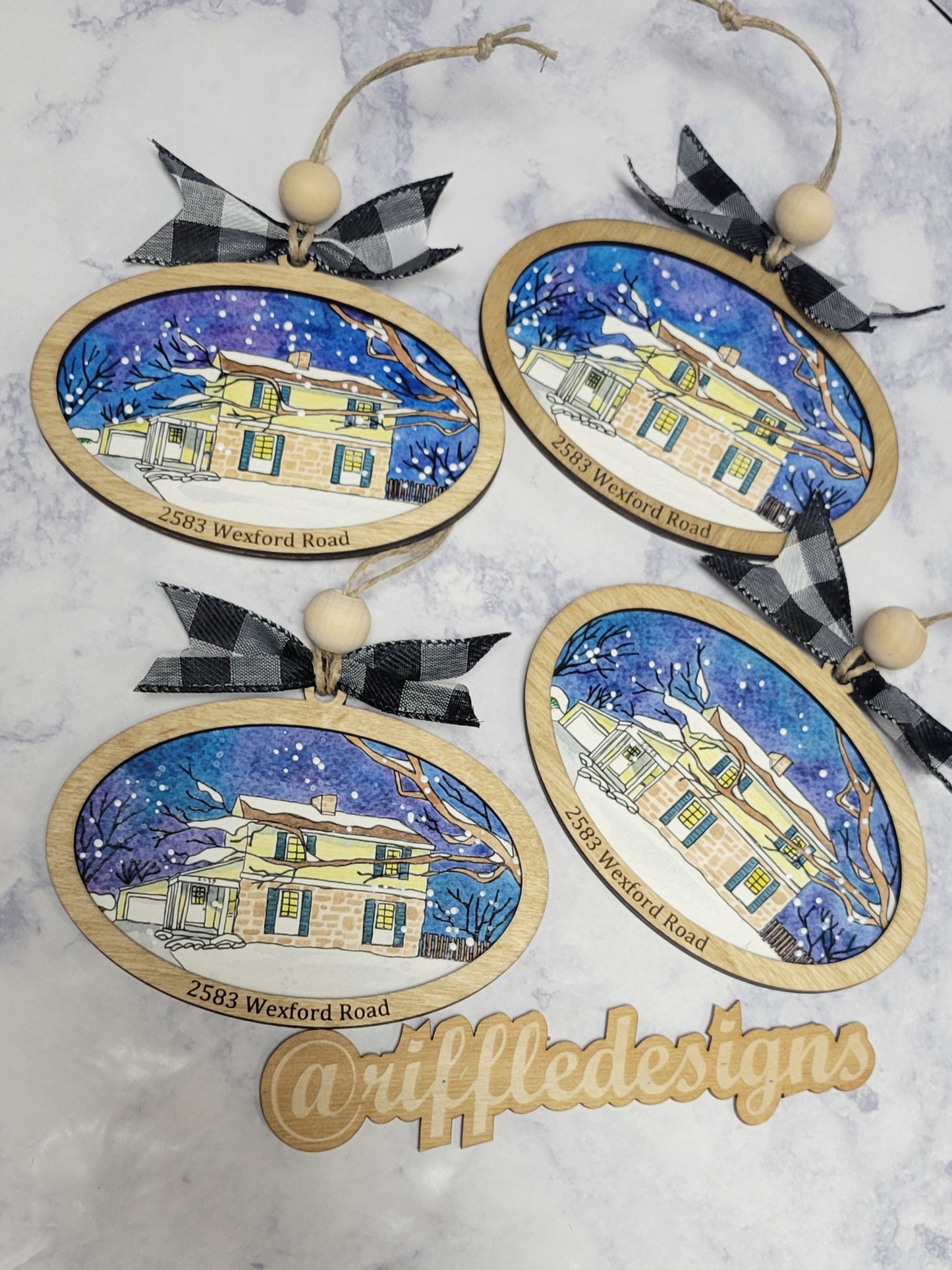 Home Watercolor House Portrait Ornament Size - Custom Made from your Photo