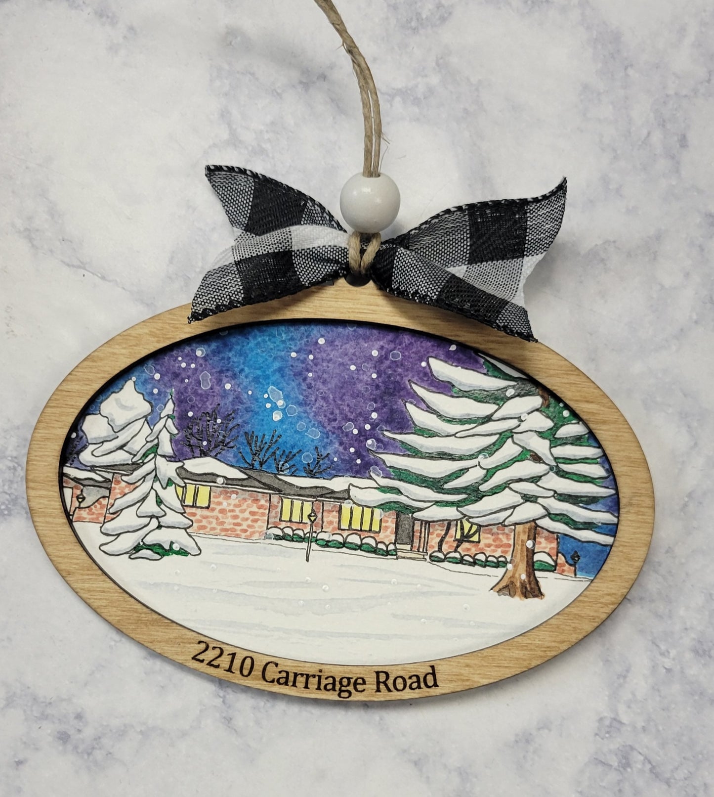 Home Watercolor House Portrait Ornament Size - Custom Made from your Photo