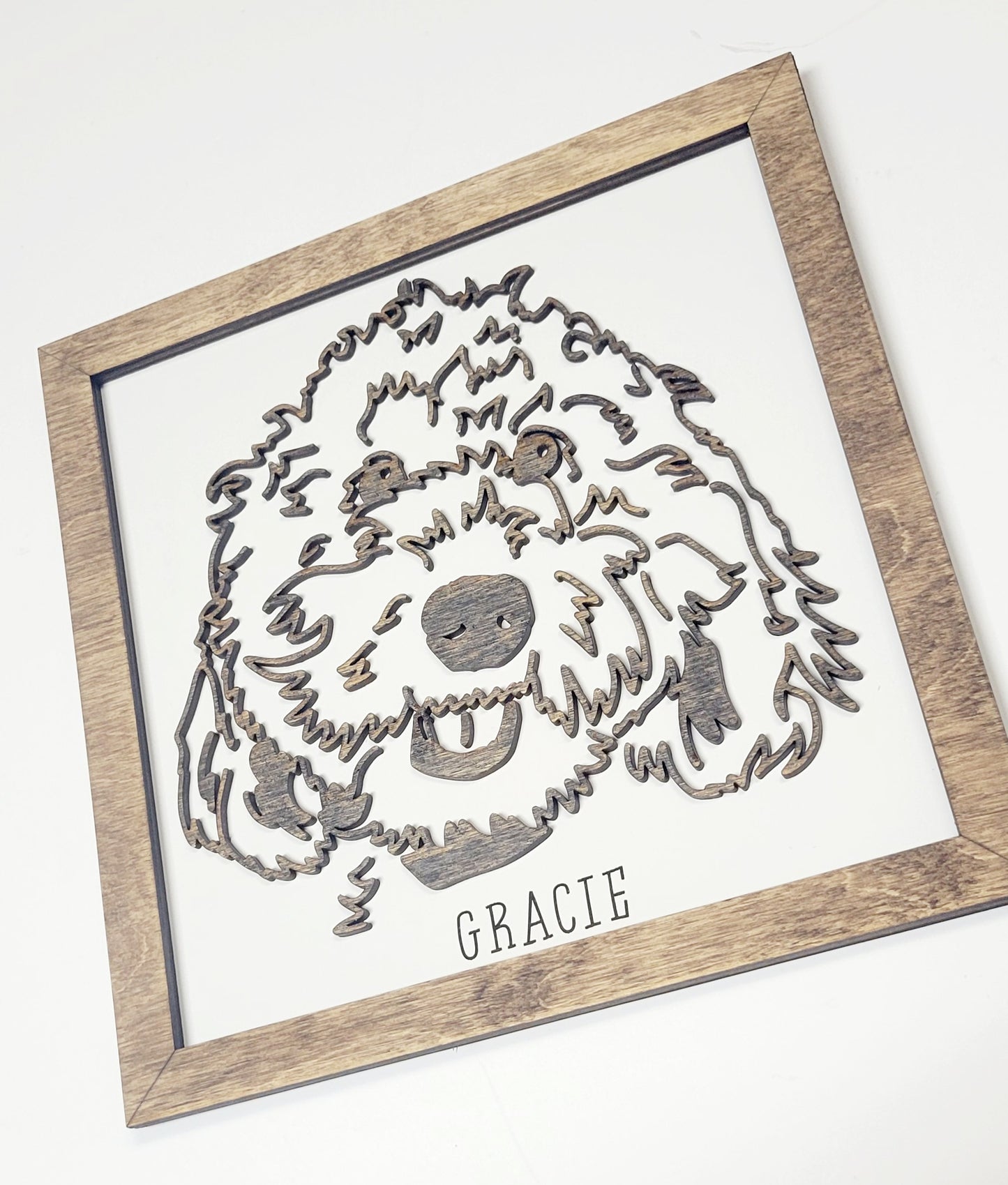 Pet Portrait 3d Wooden Cutout with Name Dog Cat