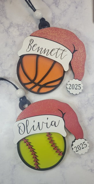 Sports Santa Hat Ornament