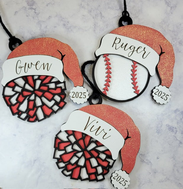 Sports Santa Hat Ornament