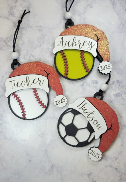 Sports Santa Hat Ornament