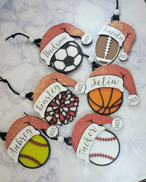 Sports Santa Hat Ornament
