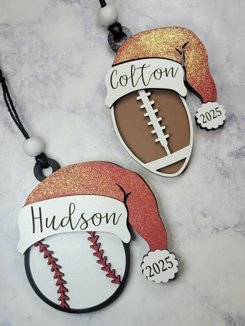 Sports Santa Hat Ornament