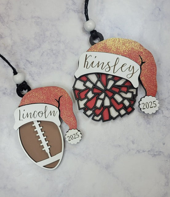 Sports Santa Hat Ornament