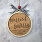 All Wood Wedding Gift First Christmas/ Engagement Gift Ornament/ Mr. & Mrs. Married & Merry