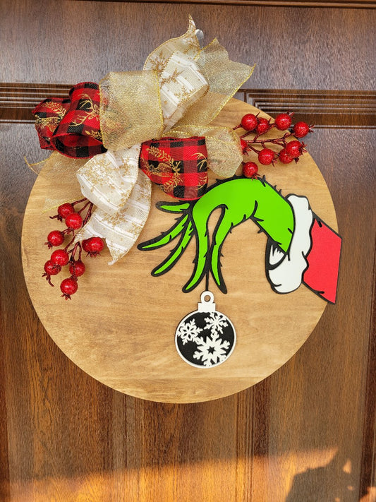 Grinch Round Door Hanger/ Wall Hanging