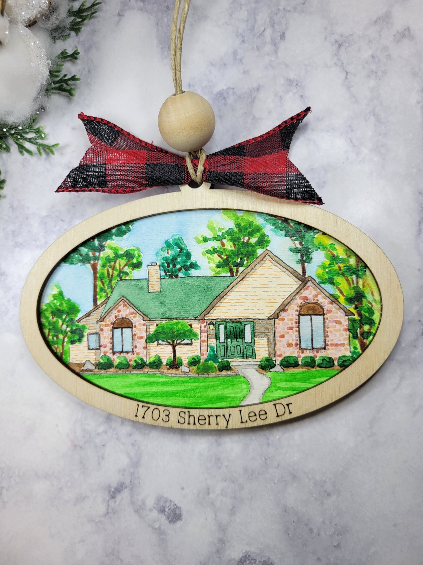 Home Watercolor House Portrait Ornament Size - Custom Made from your Photo