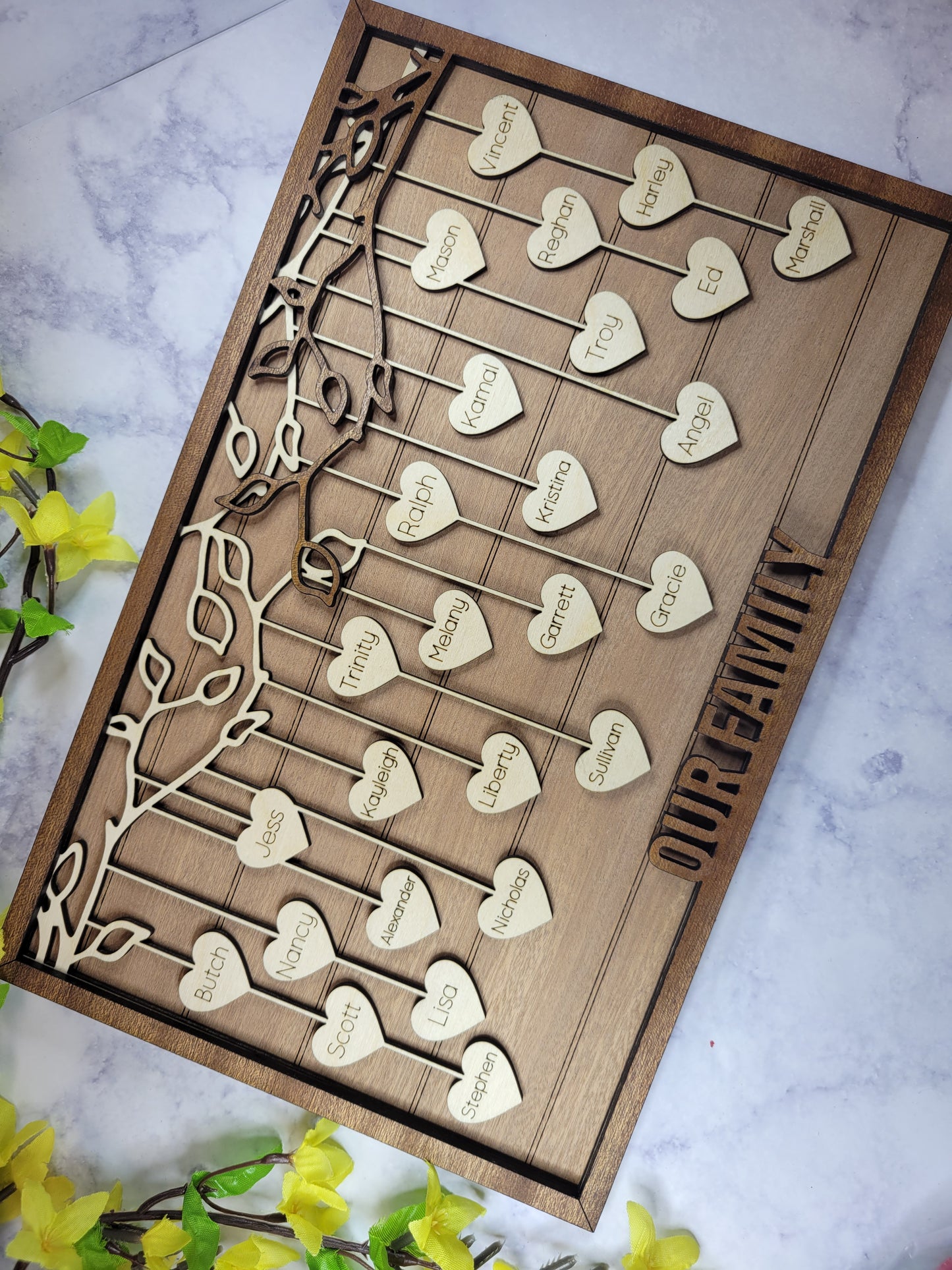 Family Hanging Hearts Plaque