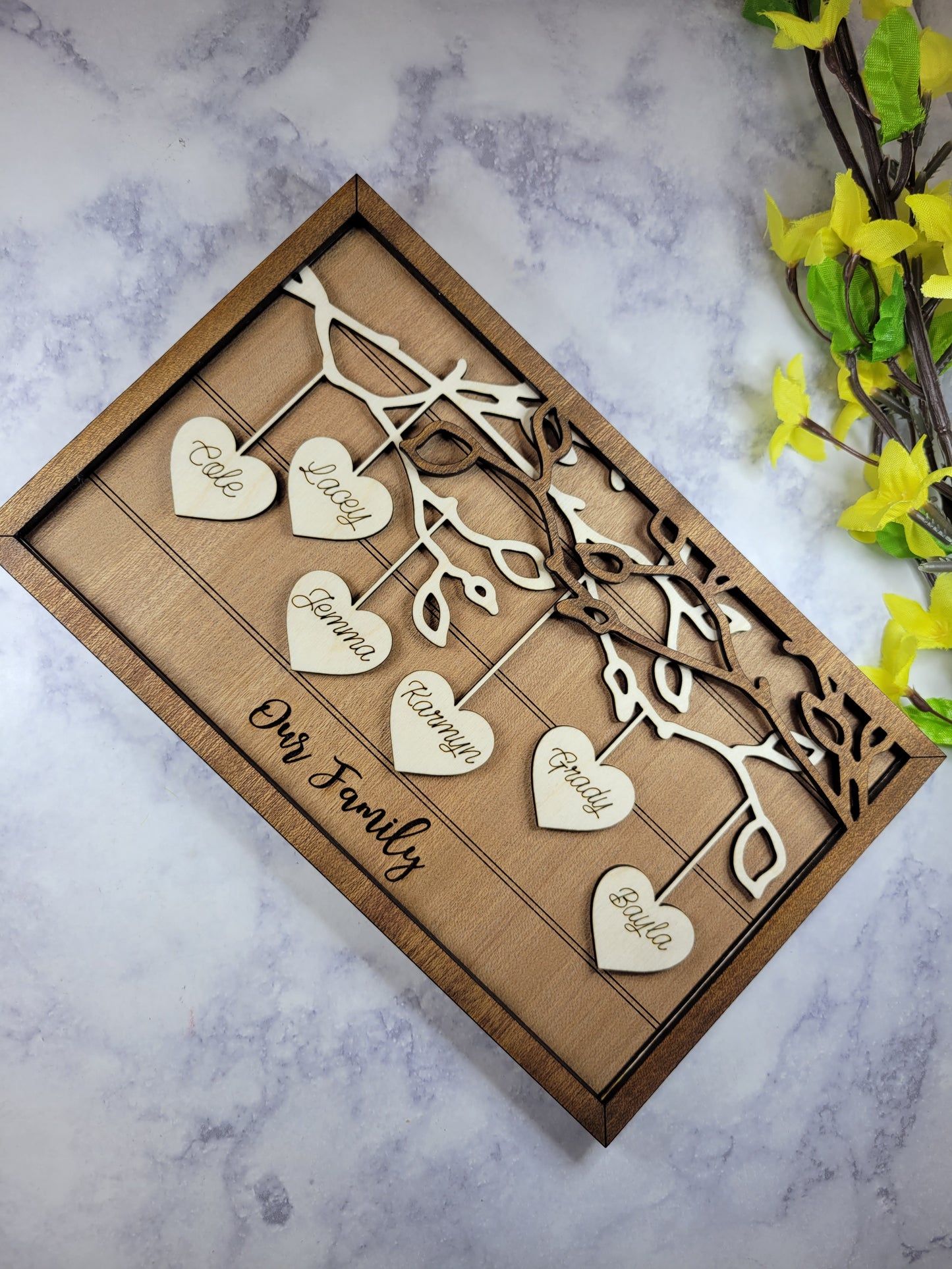 Family Hanging Hearts Plaque