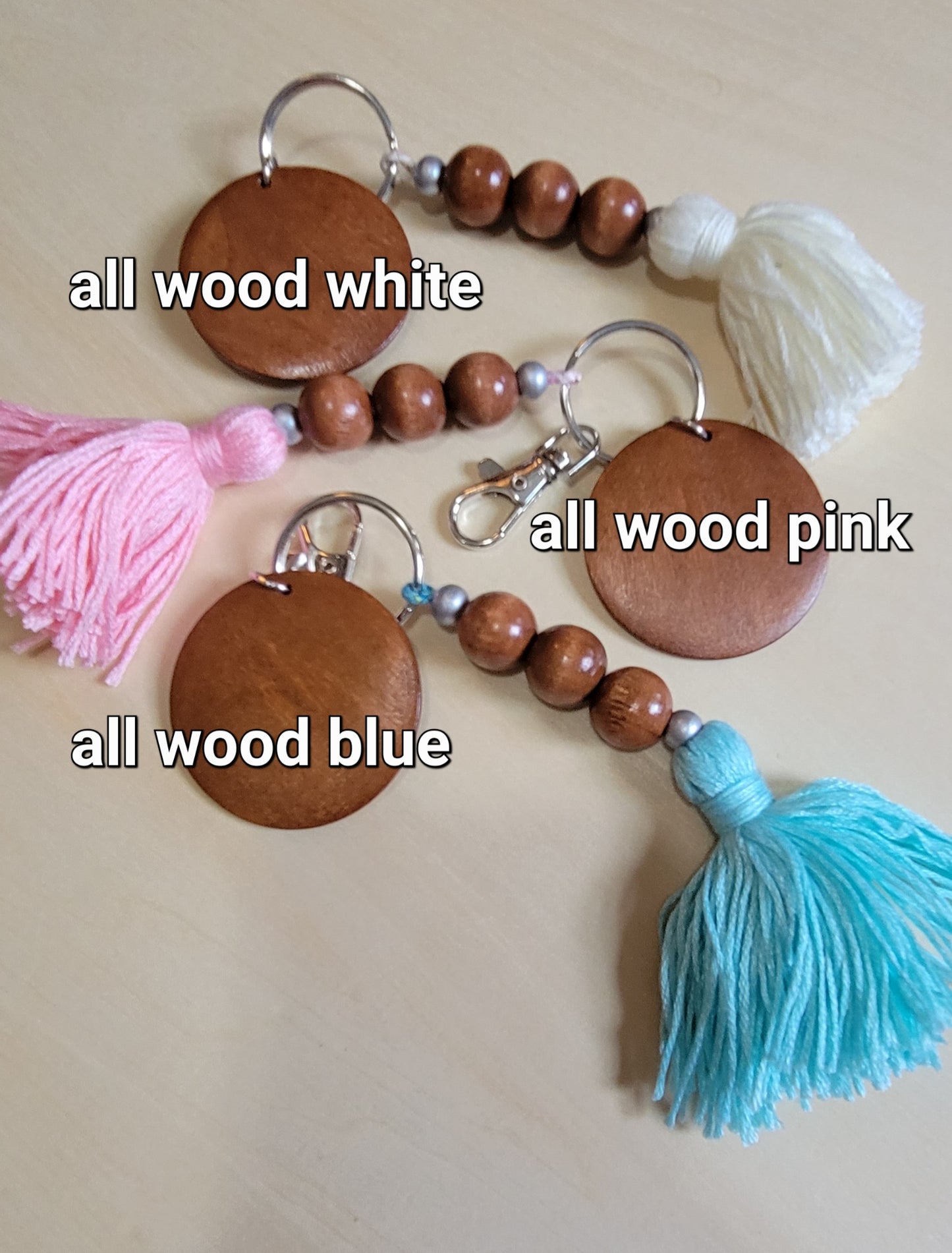 Wood Bead Keychain