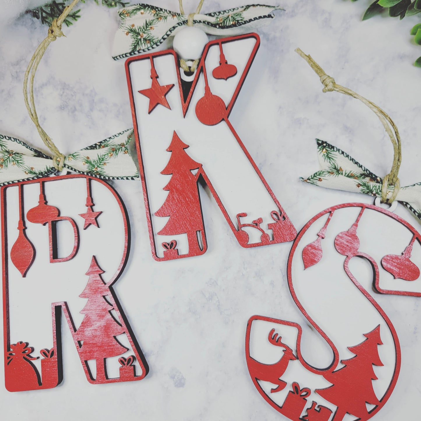 Alphabet Letters Dinosaur Leaf Leaves Fairy Christmas Wall Art Ornament