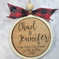 All Wood Wedding Gift First Christmas/ Engagement Gift Ornament/ Mr. & Mrs. Married & Merry
