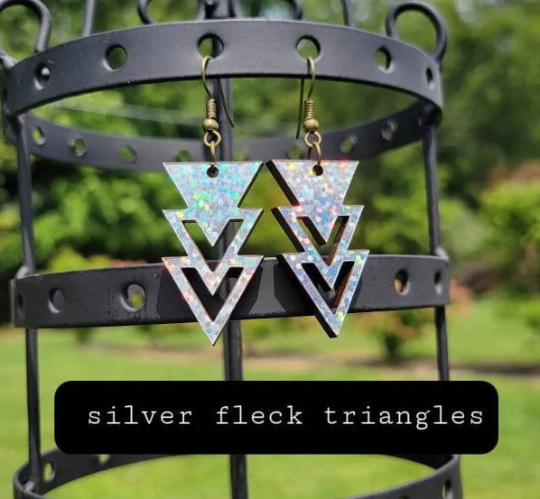 Holographic Dangle Earrings Drop Earrings Wood earrings