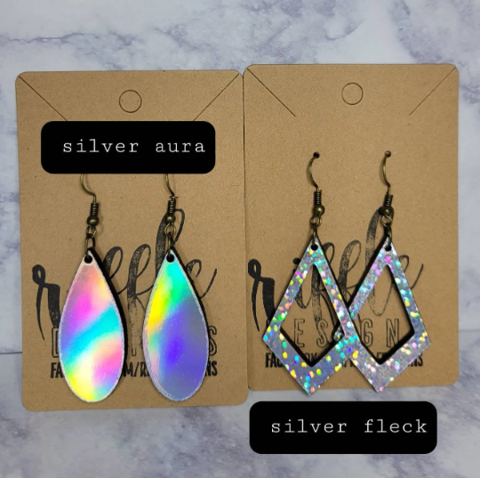 Holographic Dangle Earrings Drop Earrings Wood earrings