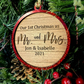 All Wood Wedding Gift First Christmas/ Engagement Gift Ornament/ Mr. & Mrs. Married & Merry
